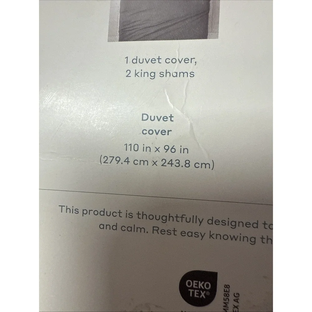 King Linen Blend Duvet Cover and 2 Shams 3pc Set Dark Gray Casaluna NoBox